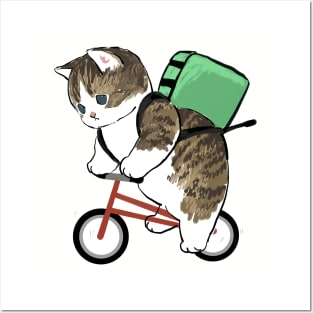 Cat Riding Bike Posters and Art